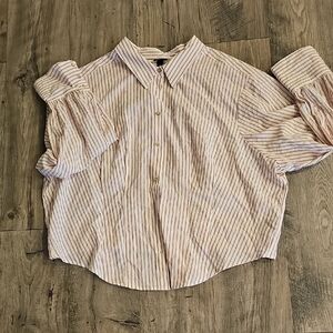 Torrid Pink Striped Button Down Shirt